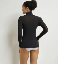 T-shirt femme à col montant Noir Dim Thermal