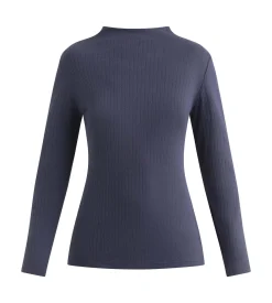 T-shirt femme côtelé à col montant Gris Dim Thermal