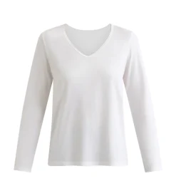 T-shirt femme en coton à manches longues Blanc Dim Thermal