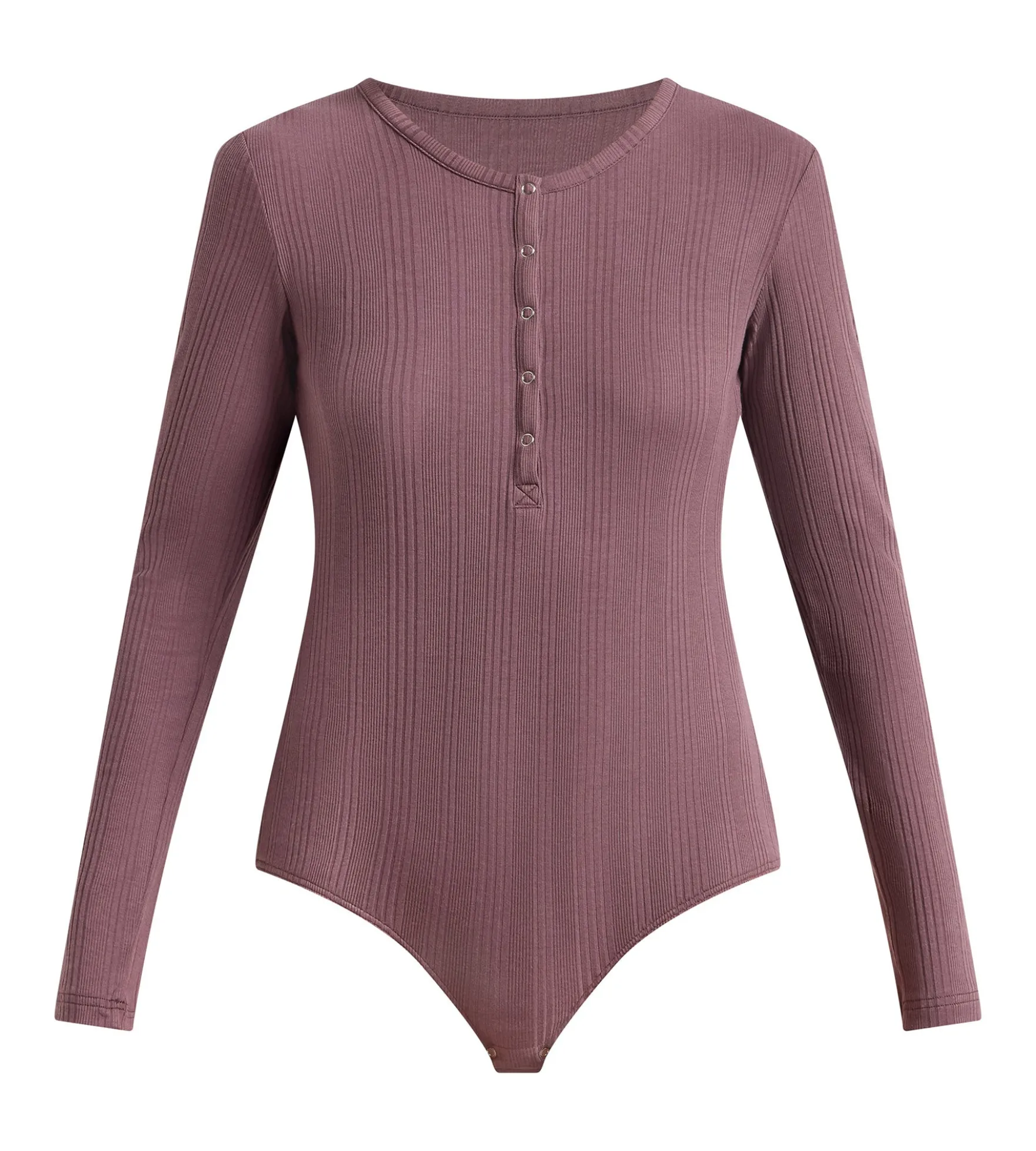 T-shirt femme manches longues jersey côtelé fin mûre nuit Dim x Ines de la Fressange