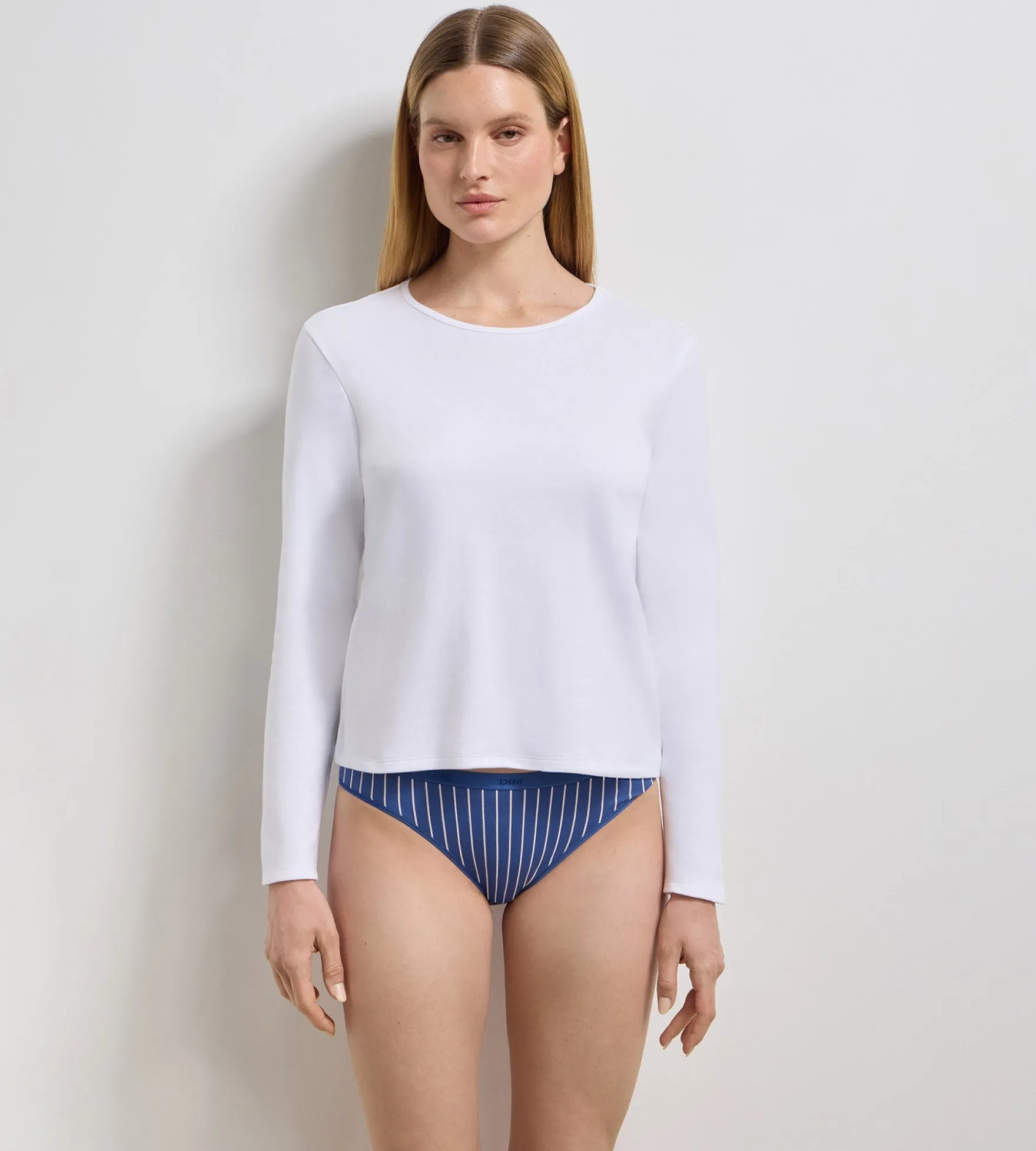 T-Shirt manches longues coton gratté blanc Thermal